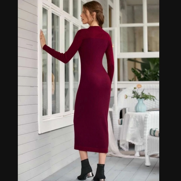 NWT Mock Neck Rig Knit Sweater Dress - Picture 2 of 8